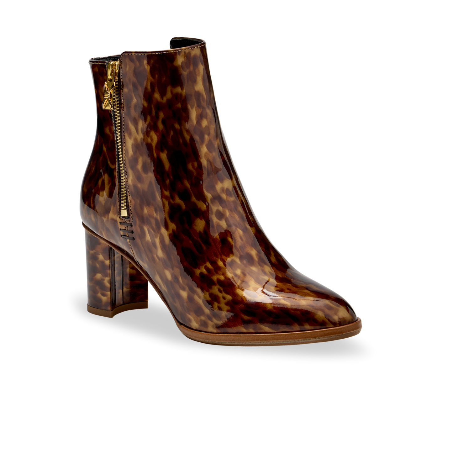 Perfect Zip Bootie 70 in Tortoise Patent