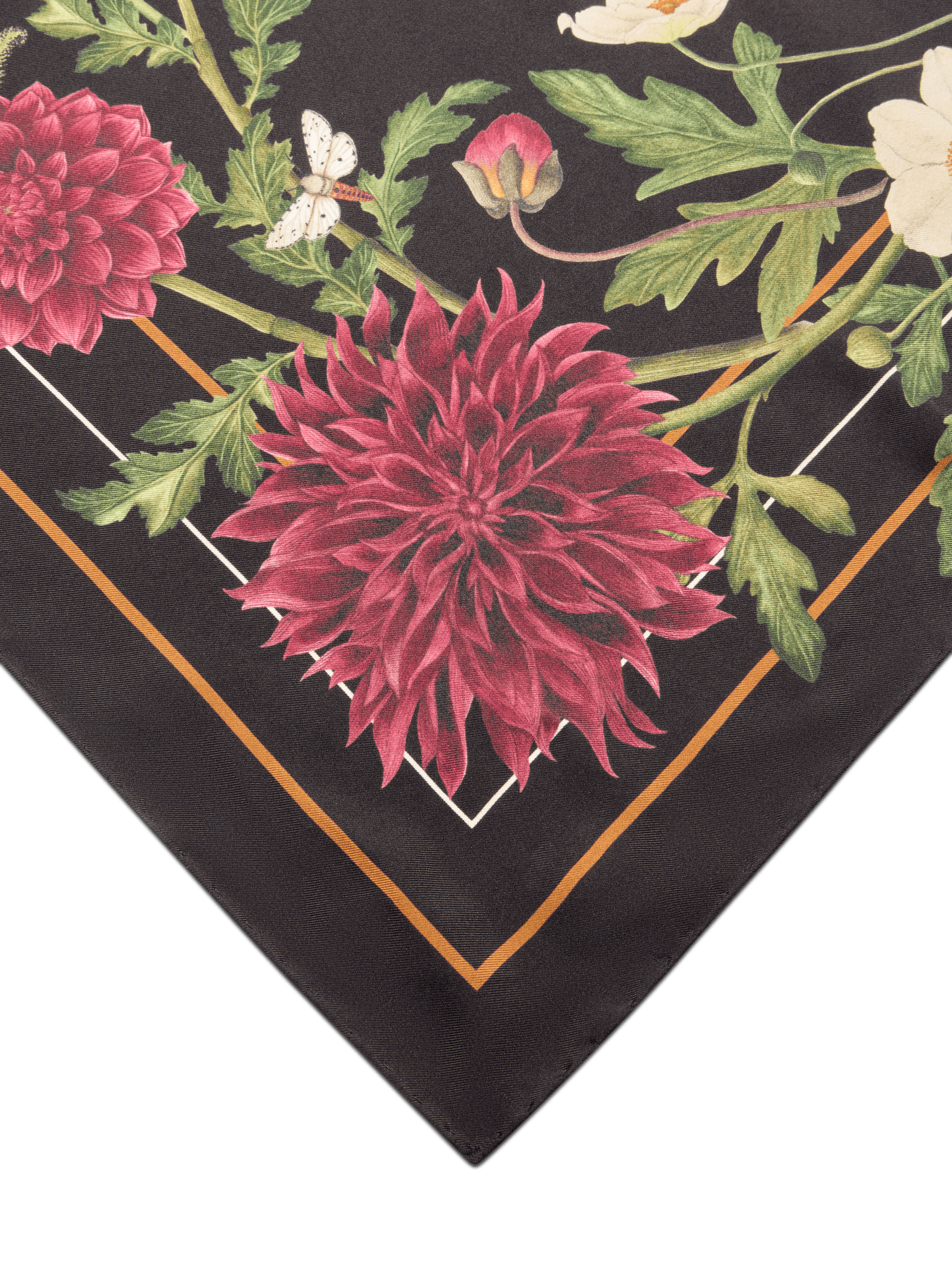 Sarah Flint X Mary Orton Bordeaux Floral Scarf 90 in Black Floral Silk