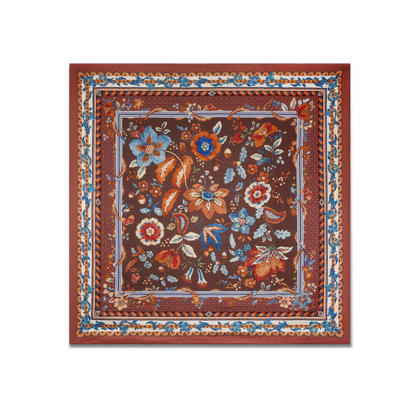 The Dashwood Floral Scarf 90 in Chocolate Silk