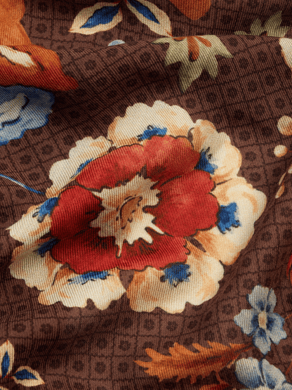 The Dashwood Floral Scarf 90 in Chocolate Silk