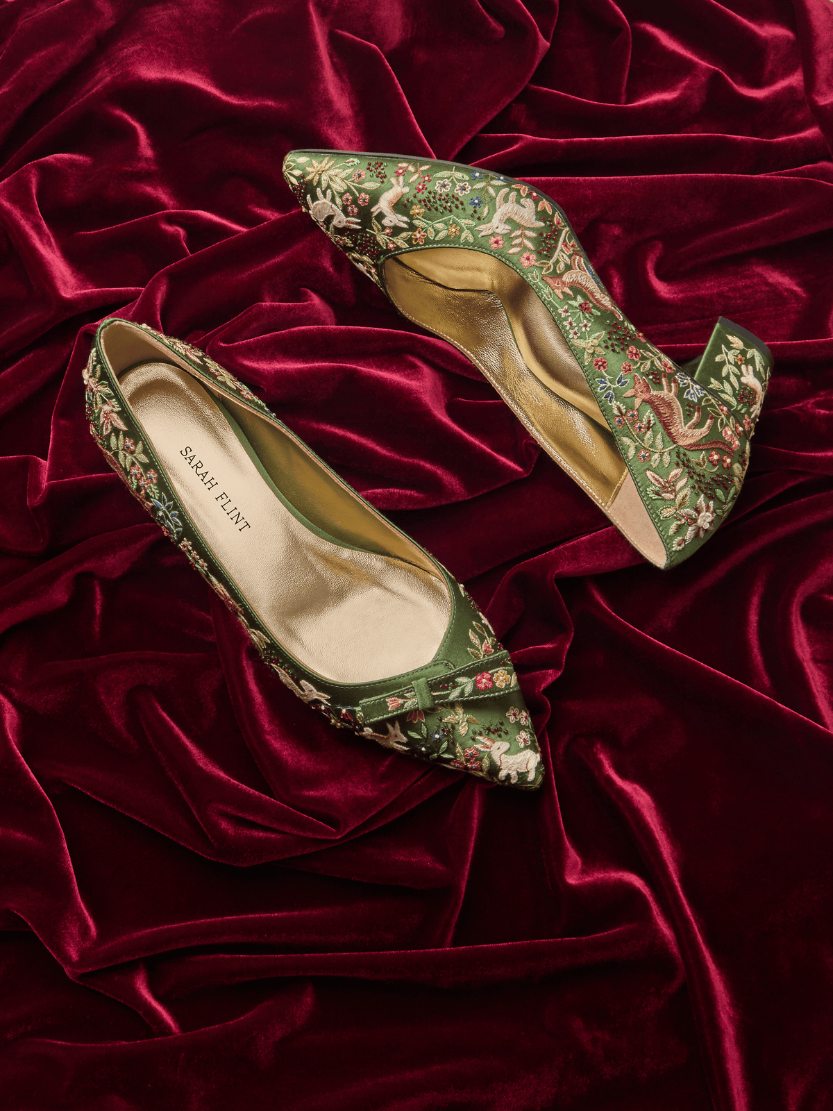 Natalie and Perfect Emma The Unicorn in Emerald Tapestry Satin