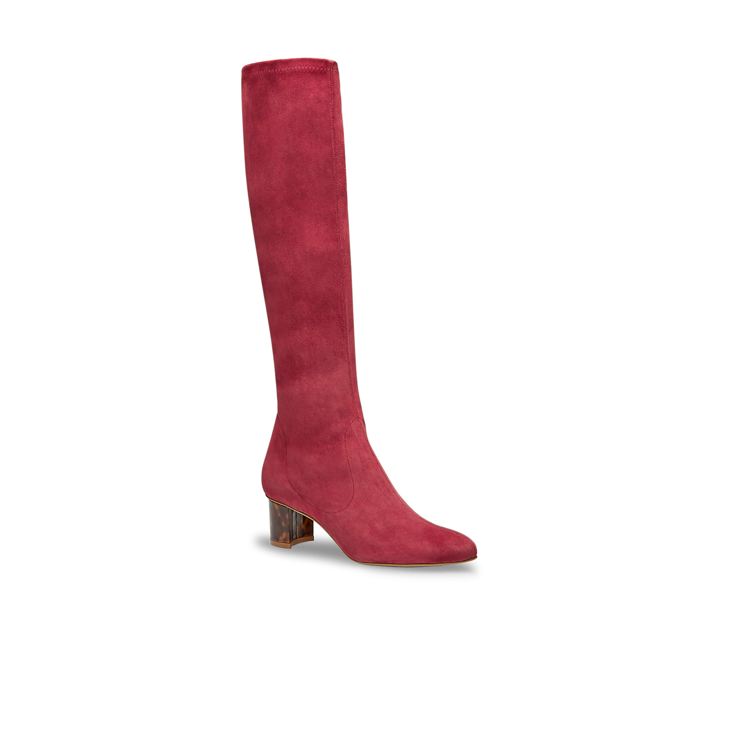 Alexandra 50 in Burgundy Stretch Suede Knee High 30mm Boot