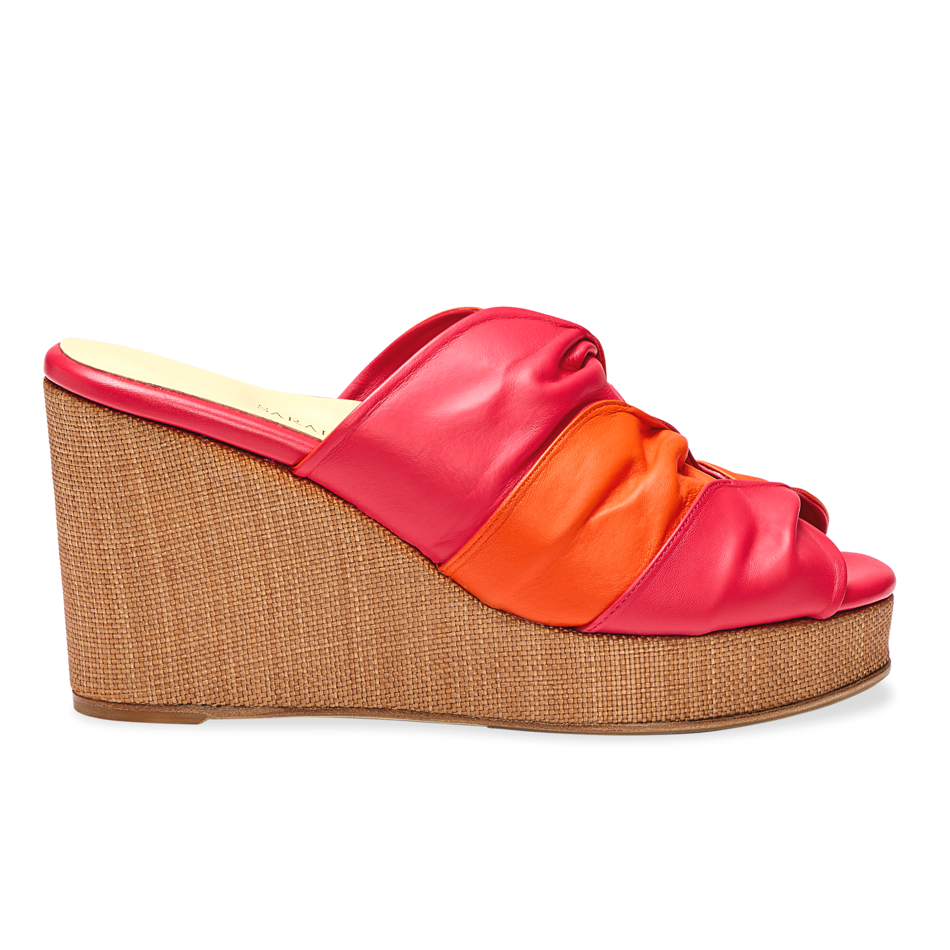 Perfect Arabesque Wedge 80 in Positano Pink Nappa & Woven Wedge