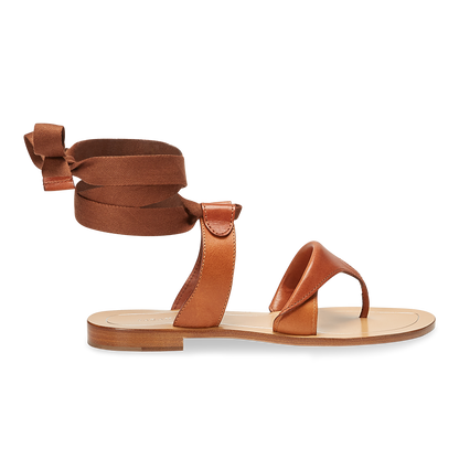 10mm Italian Made Flat Grear Sandal in Saddle Vachetta