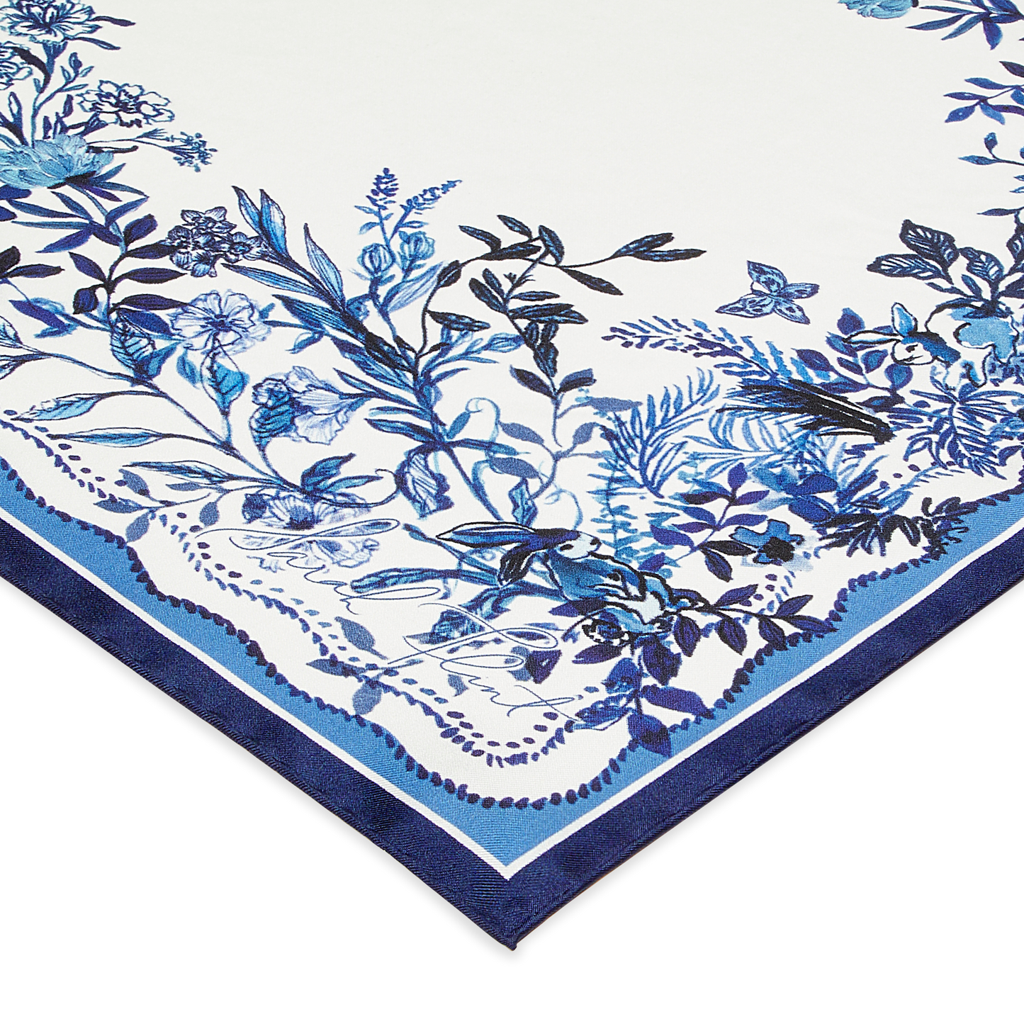 Hidden Garden Scarf 45 in Flora Blue Silk