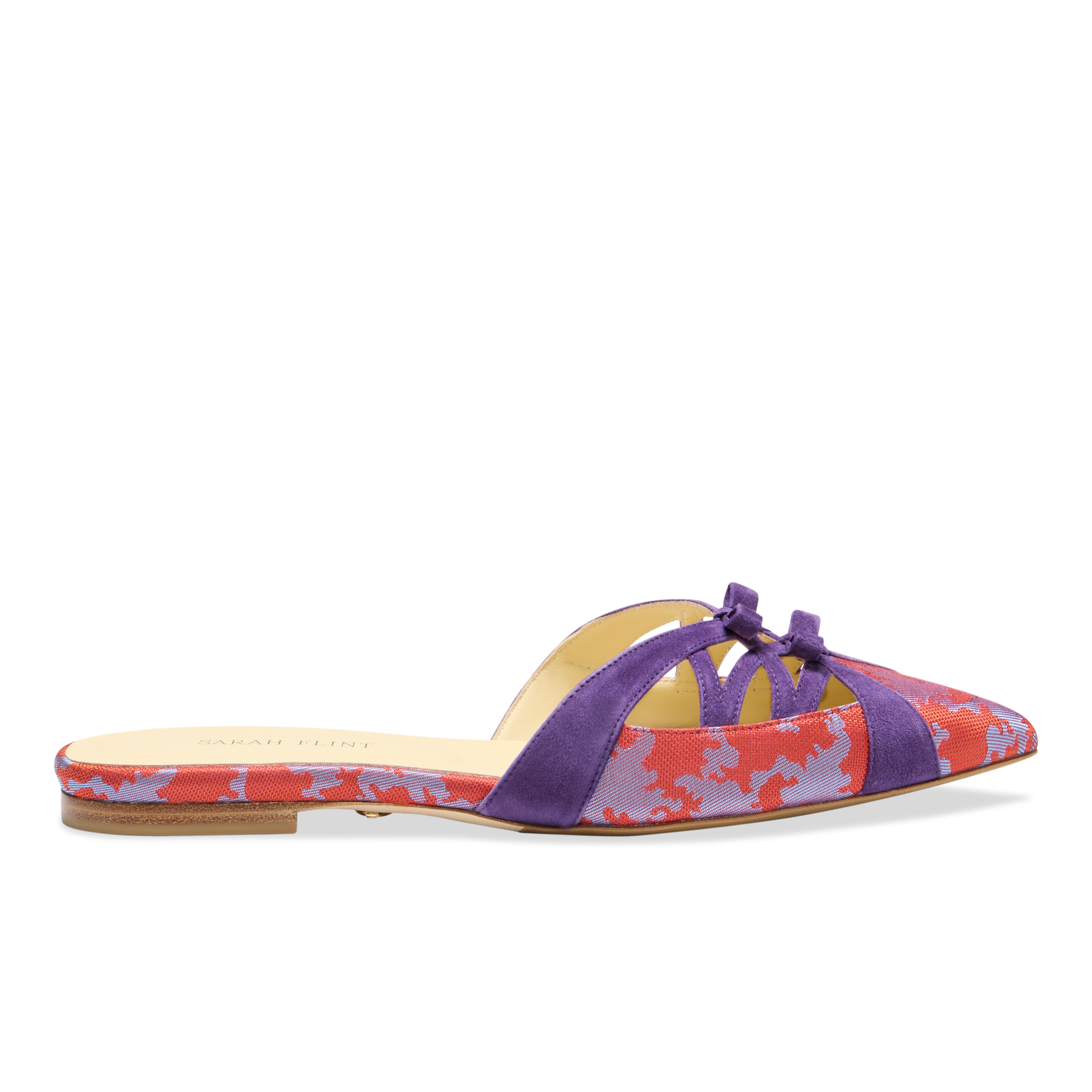 Kim Mule in Scarlet & Mauve Silk Jacquard