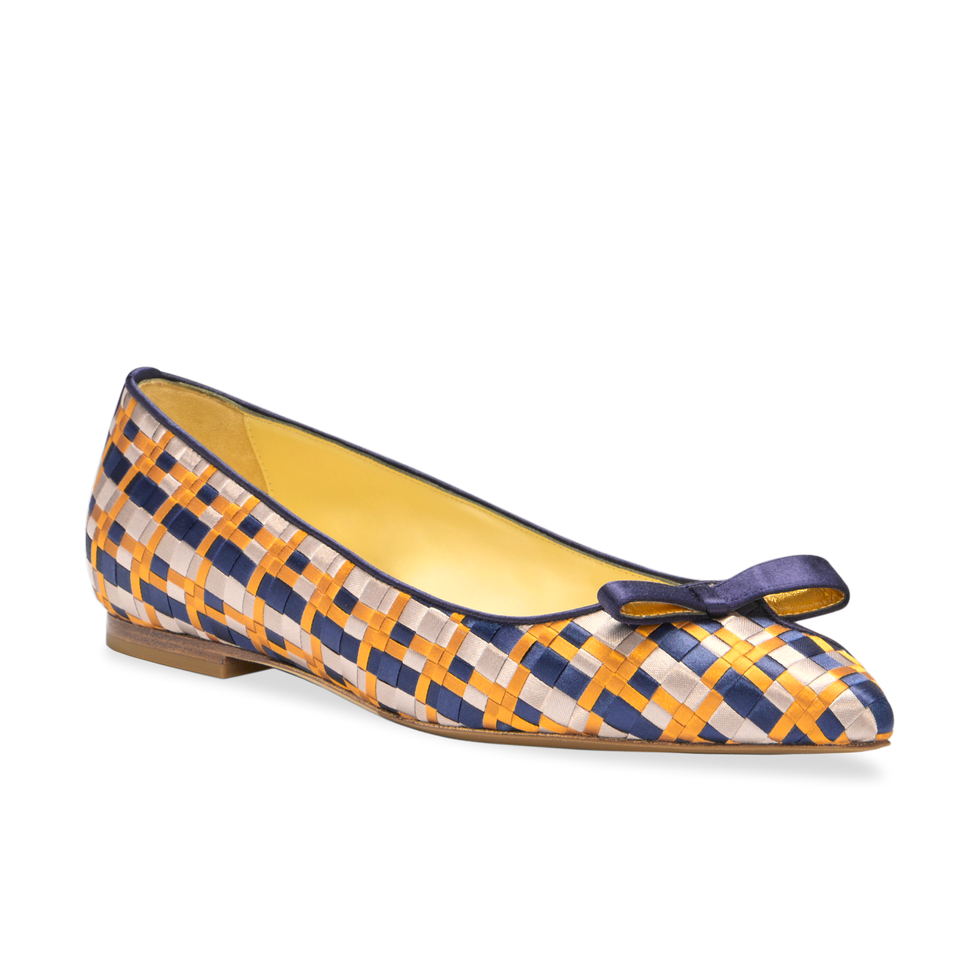 Natalie in Royal Navy & Goldenrod Satin Weave
