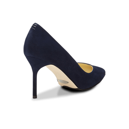 85mm Italian Made Pointed Toe Pump in Navy Suede