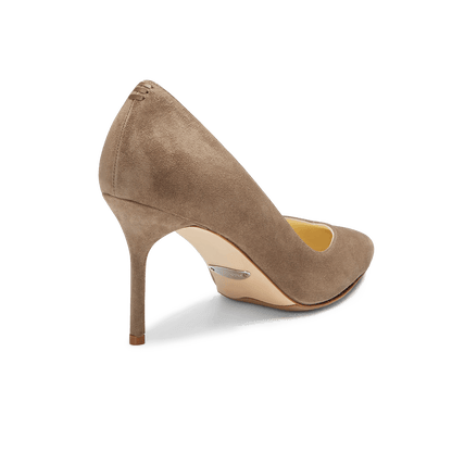 85mm Italian Made Pointed Toe Pump in Taupe Suede