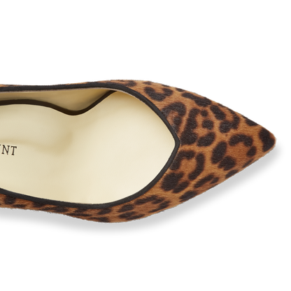 50mm Italian Made Perfect Pointed Toe Pump in Chocolate Leopard Hair Calf