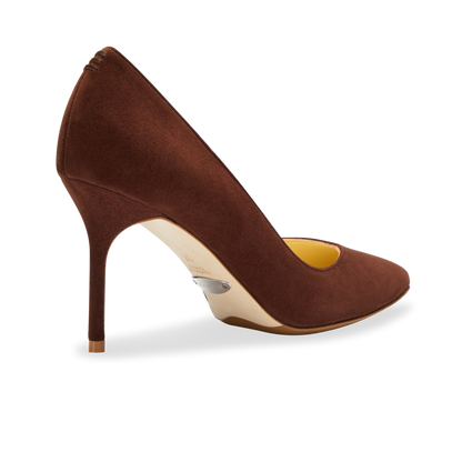 85mm Italian Made Pointed Toe Pump in Espresso Suede