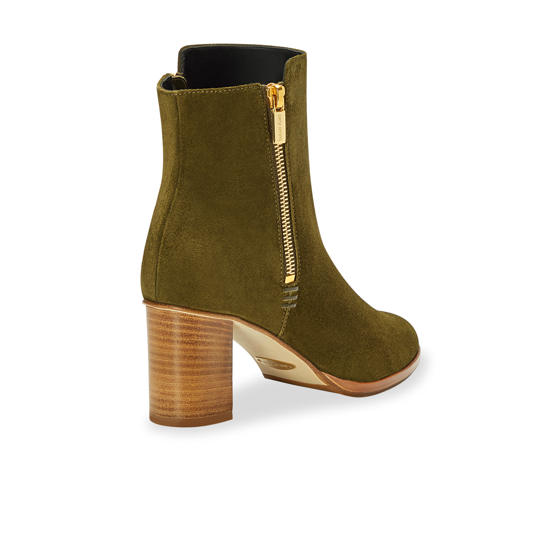 70mm Italian Made Perfect Zip Bootie in Olive Suede