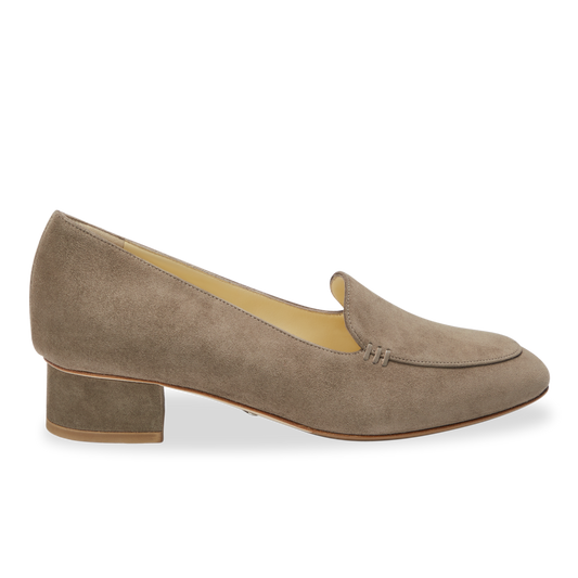 30mm Italian Made Rosie Flat in Taupe Suede