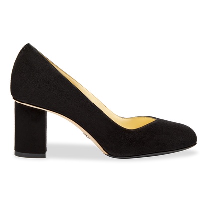 Perfect Round Toe Pump in Black Suede Handcrafted in Italy