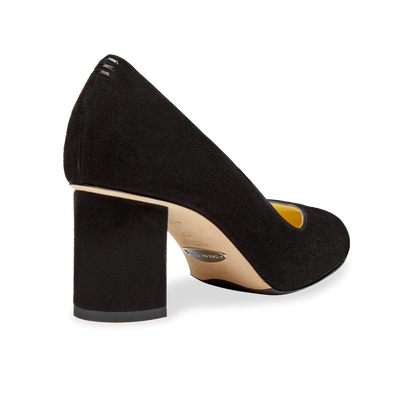 Perfect Round Toe Pump in Black Suede Handcrafted in Italy