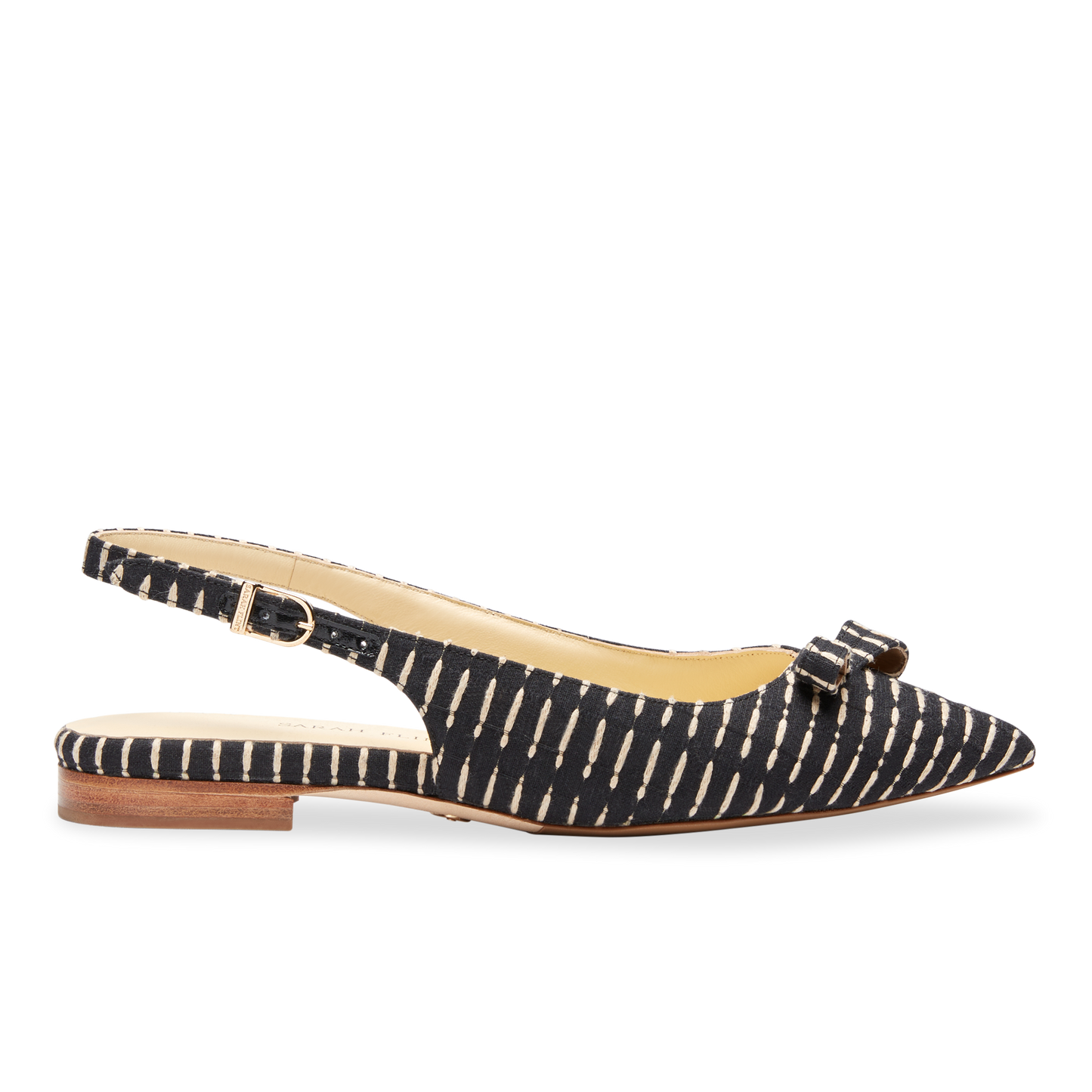 Handcrafted Sling-Back Ballet Flat in Black Stitch Textile