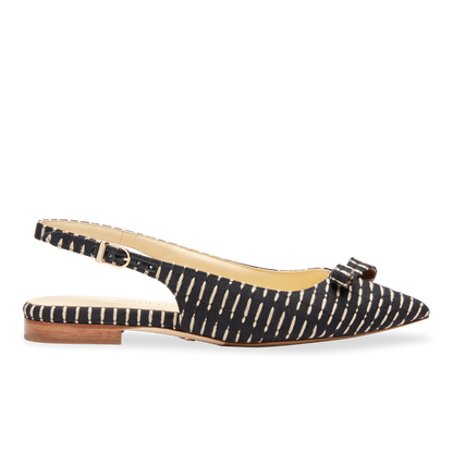 Handcrafted Sling-Back Ballet Flat in Black Stitch Textile