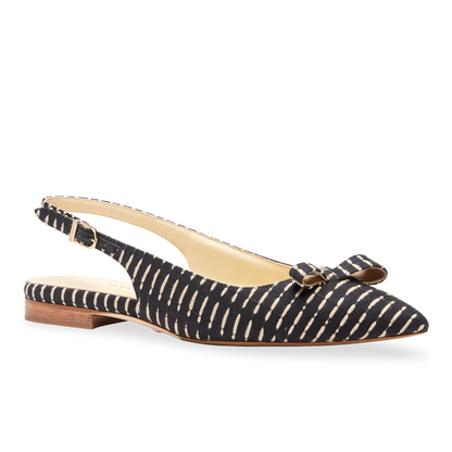 Handcrafted Sling-Back Ballet Flat in Black Stitch Textile