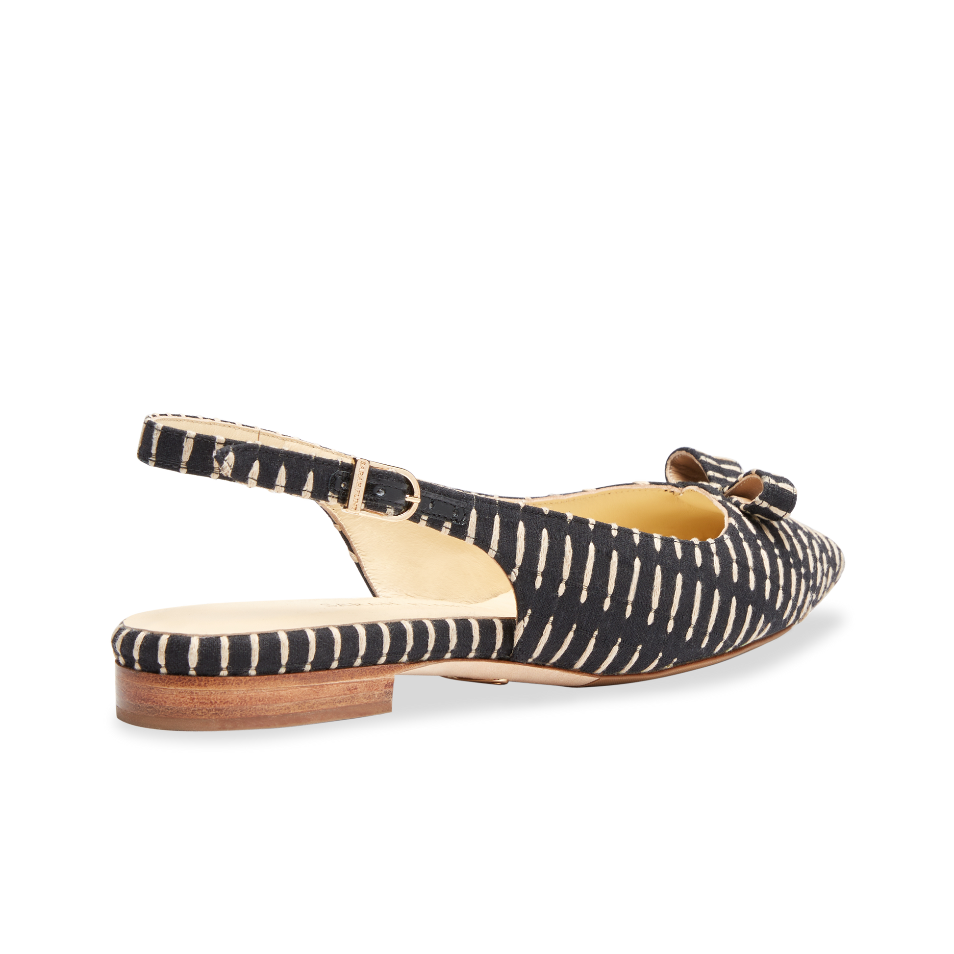 Handcrafted Sling-Back Ballet Flat in Black Stitch Textile