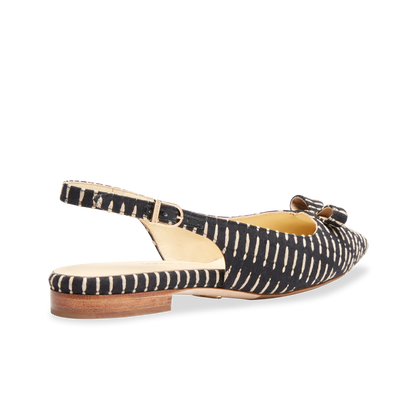 Handcrafted Sling-Back Ballet Flat in Black Stitch Textile