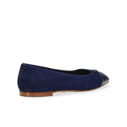 10mm Italian Made Sacchetto Ballet Flat Squared Toe Flat in NavySuede