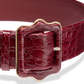 Vienna Waist Belt in Garnet Croc Embossed Calf